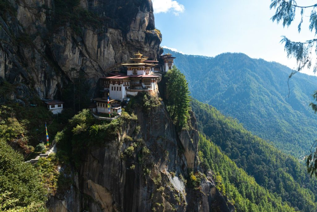 Tiger's Nest monastery (Paro Taktsang) on its cliff above the Paro valley