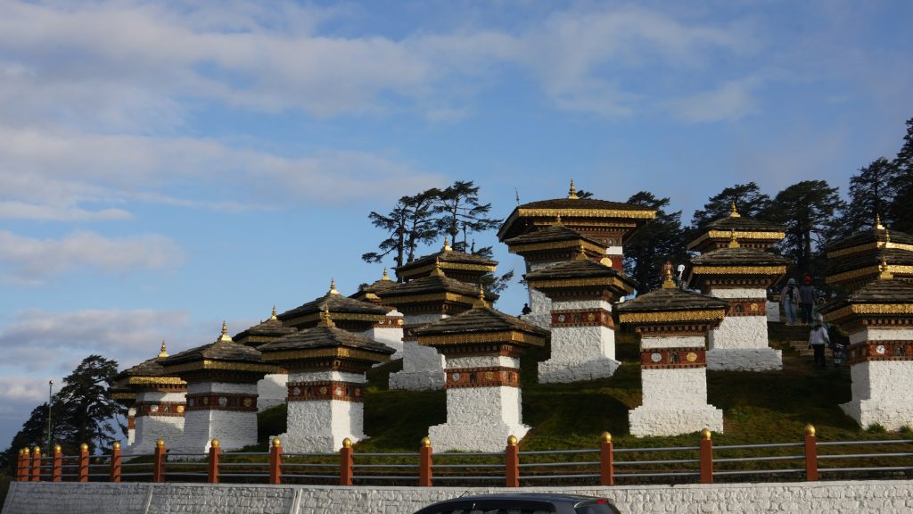The 108 Druk Wangyal chortens at Dochula pass