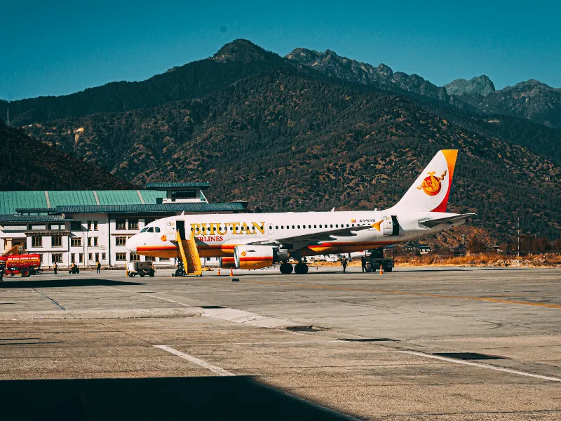 Drukair plane on the apron at Paro International Airport